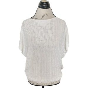 Uniqlo Womens Sweater Knit Top Light Ivory Short Sleeve Size Small Minimalist